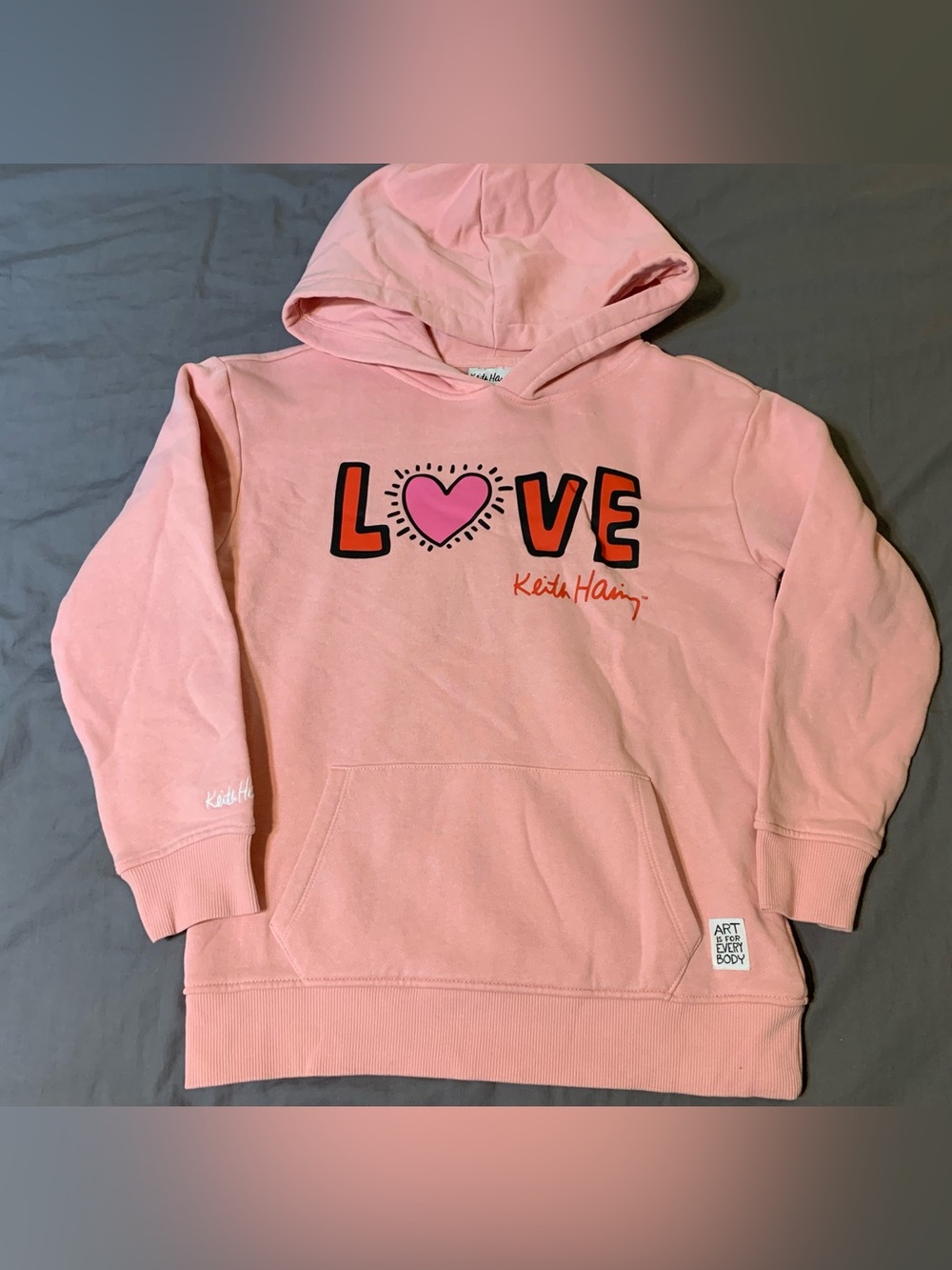 Kids' Keith Haring Pink LOVE Pullover Hoodie
